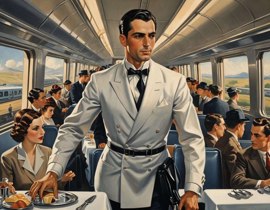 Art Deco Waiter on Bullet Train