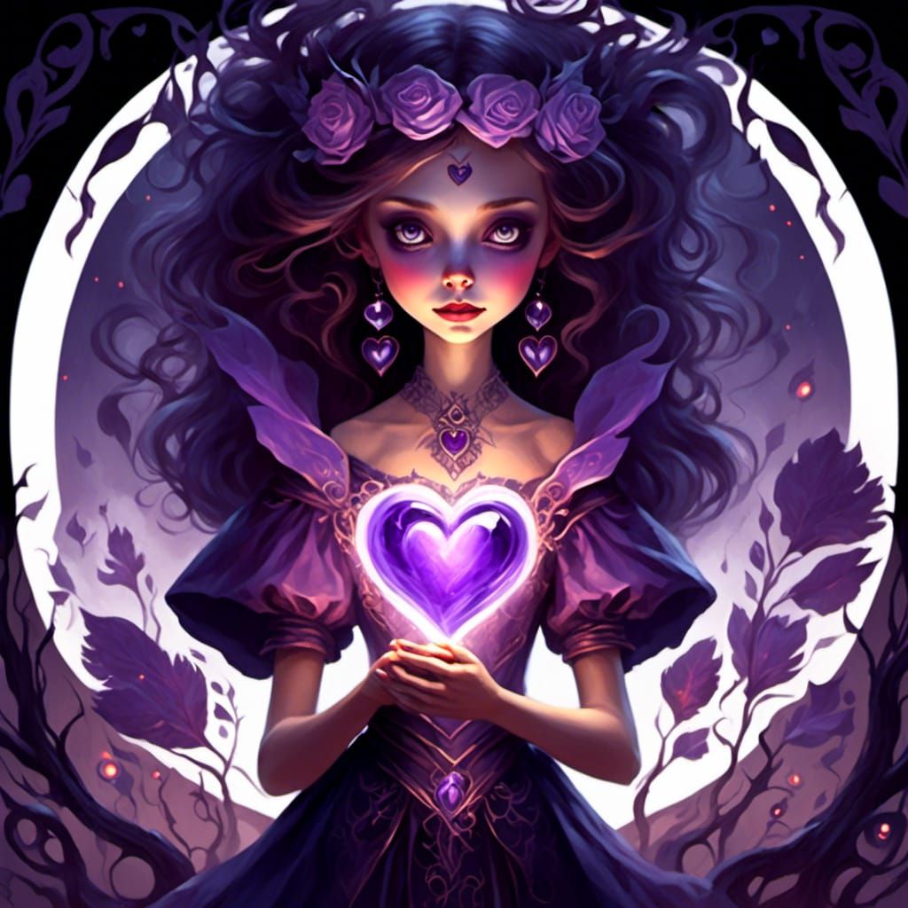 Ethereal Maiden with Burning Purple Heart