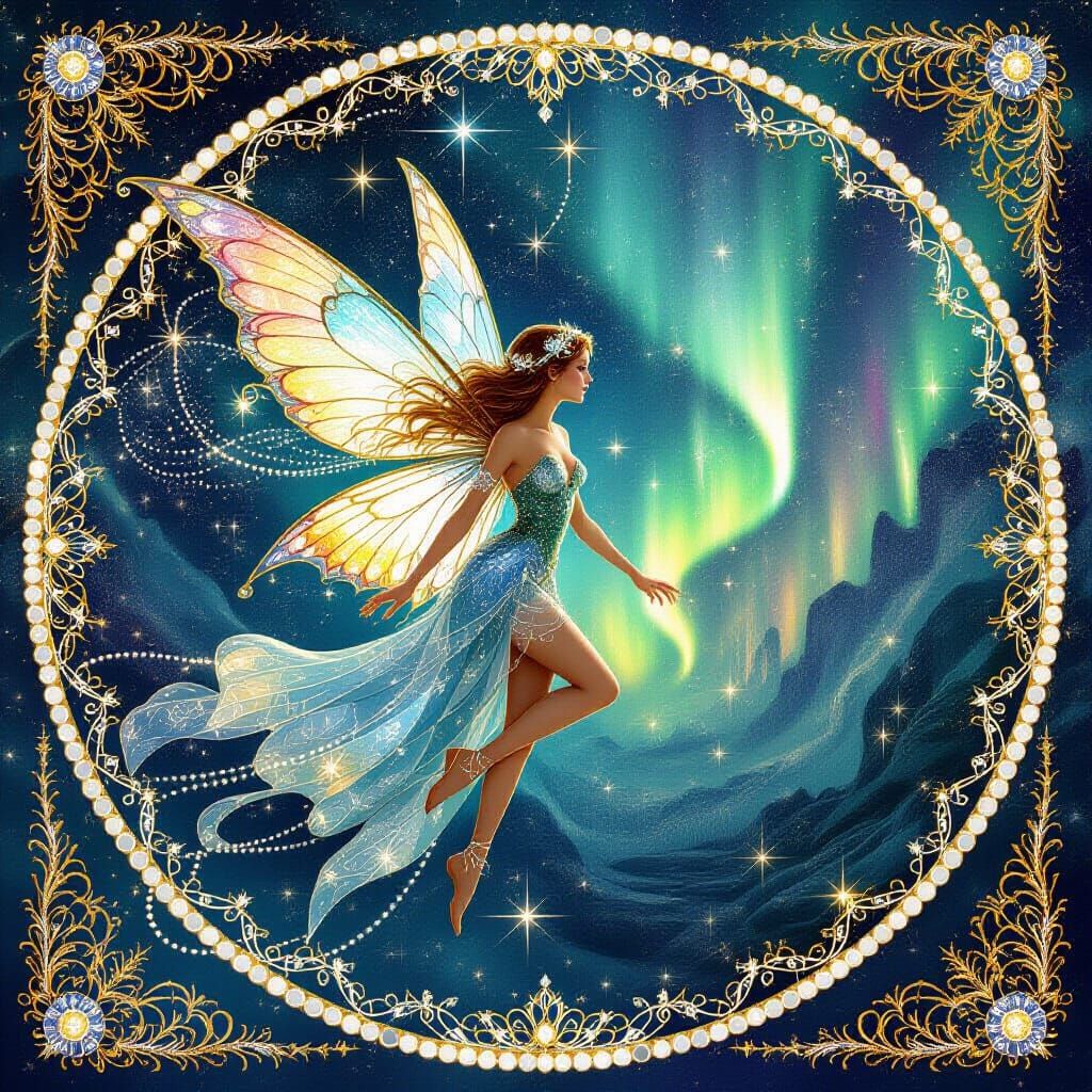 Beautiful Fairy in Glittering Intergalactic Atmosphere