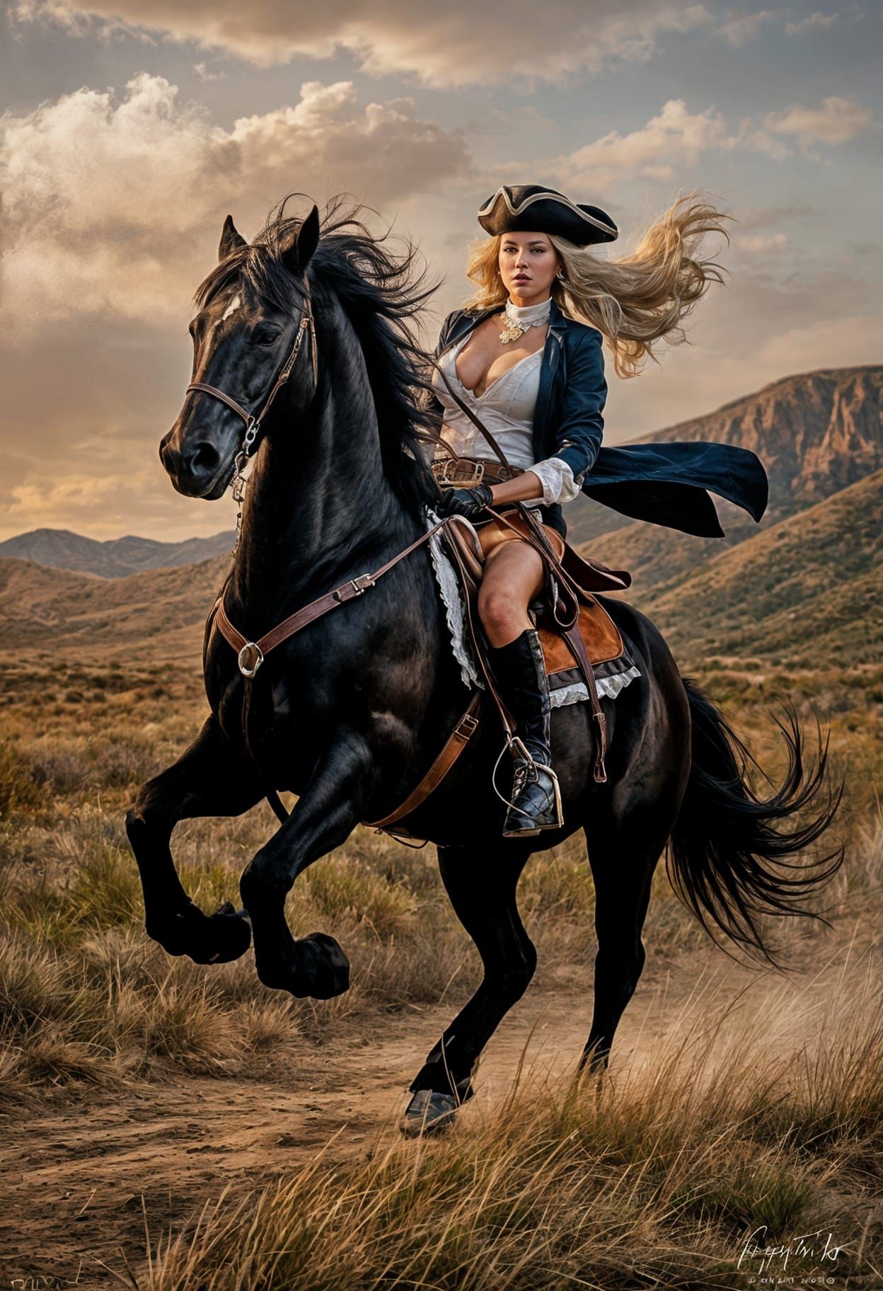 Hyper-Realistic Highwaywoman Rides Into Setting Sun