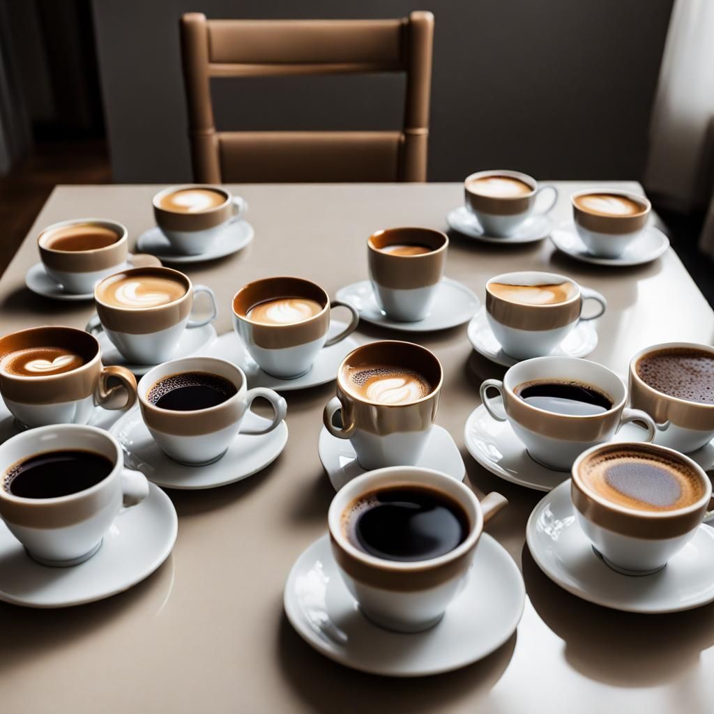 Coffee Cups on Dining Table: Steaming Hot
