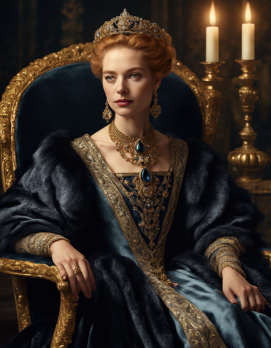 Elegant Baroque Portrait of Queen Eleanor of Aquitaine with ...