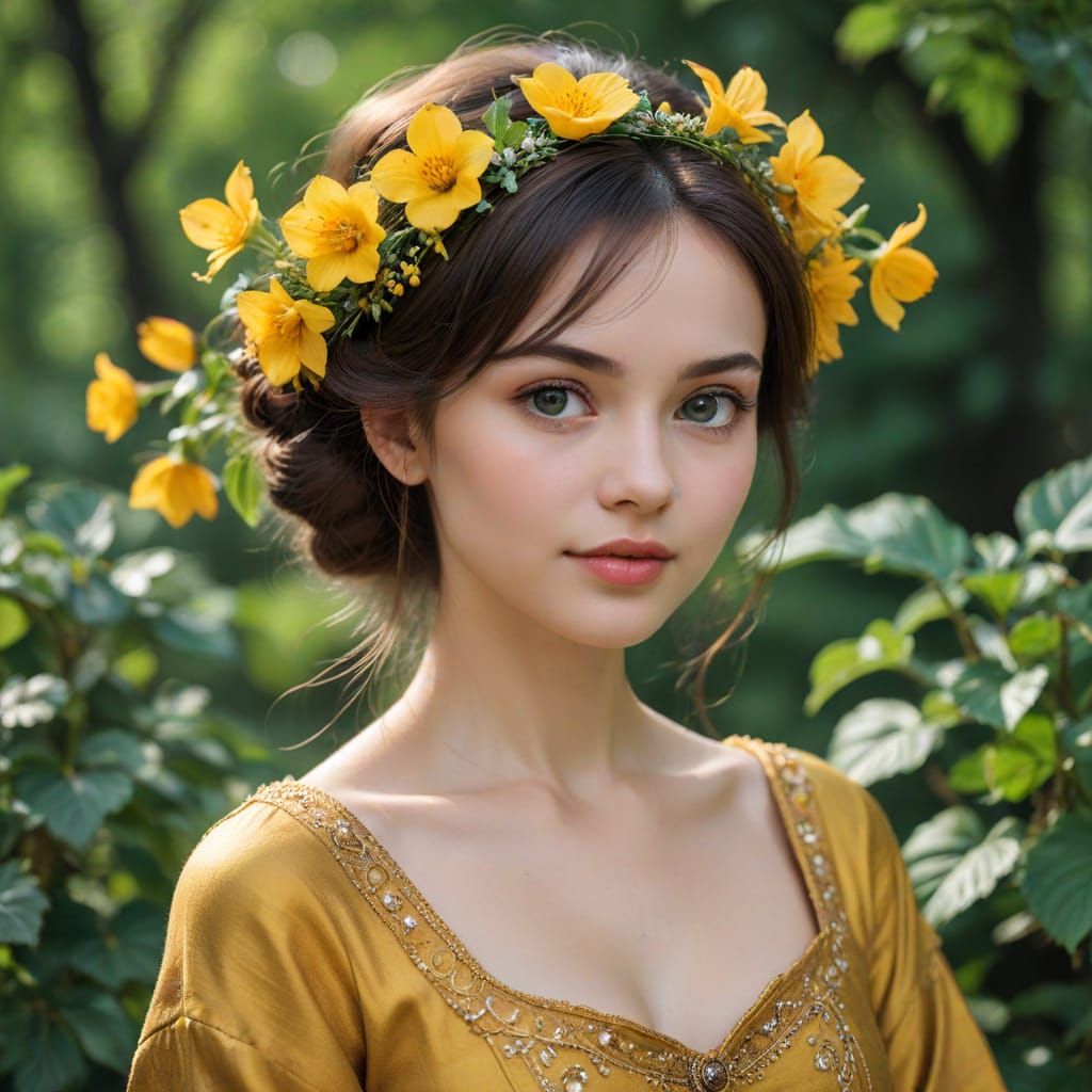 Hyperrealistic Witch Soaring Over Forest at Sunset