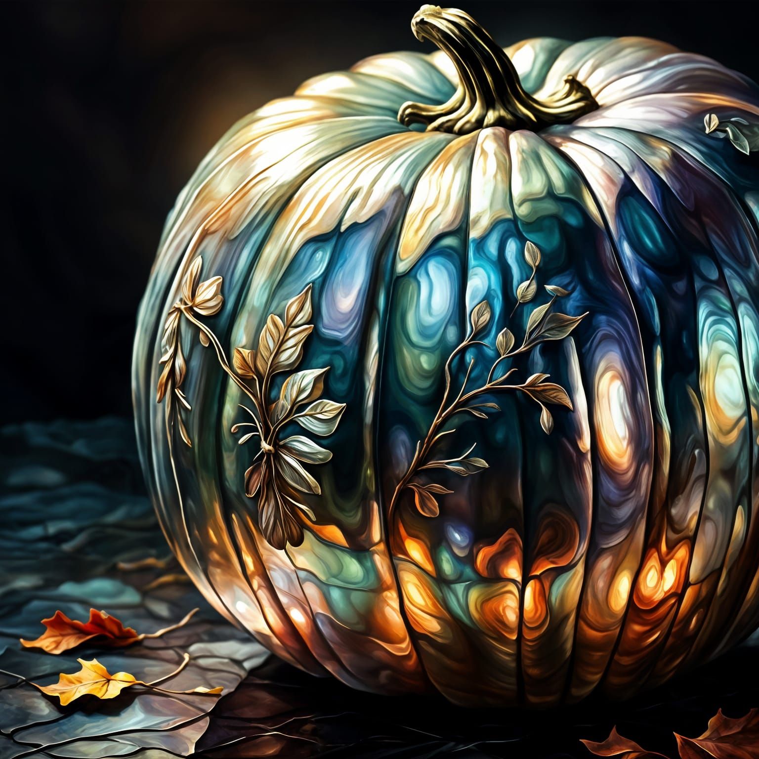 Mother of Pearl Pumpkin: Realistic Rendering