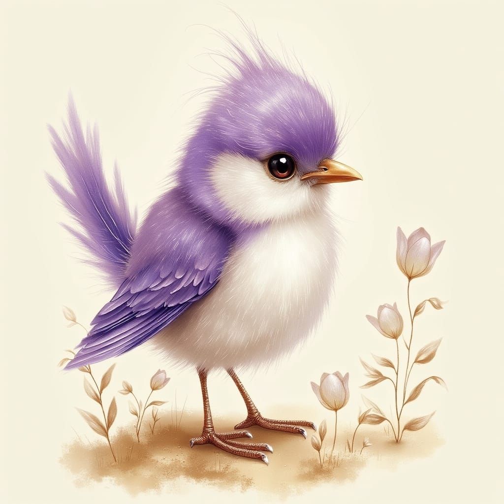 Whimsical Bird Illustration in Storybook Style