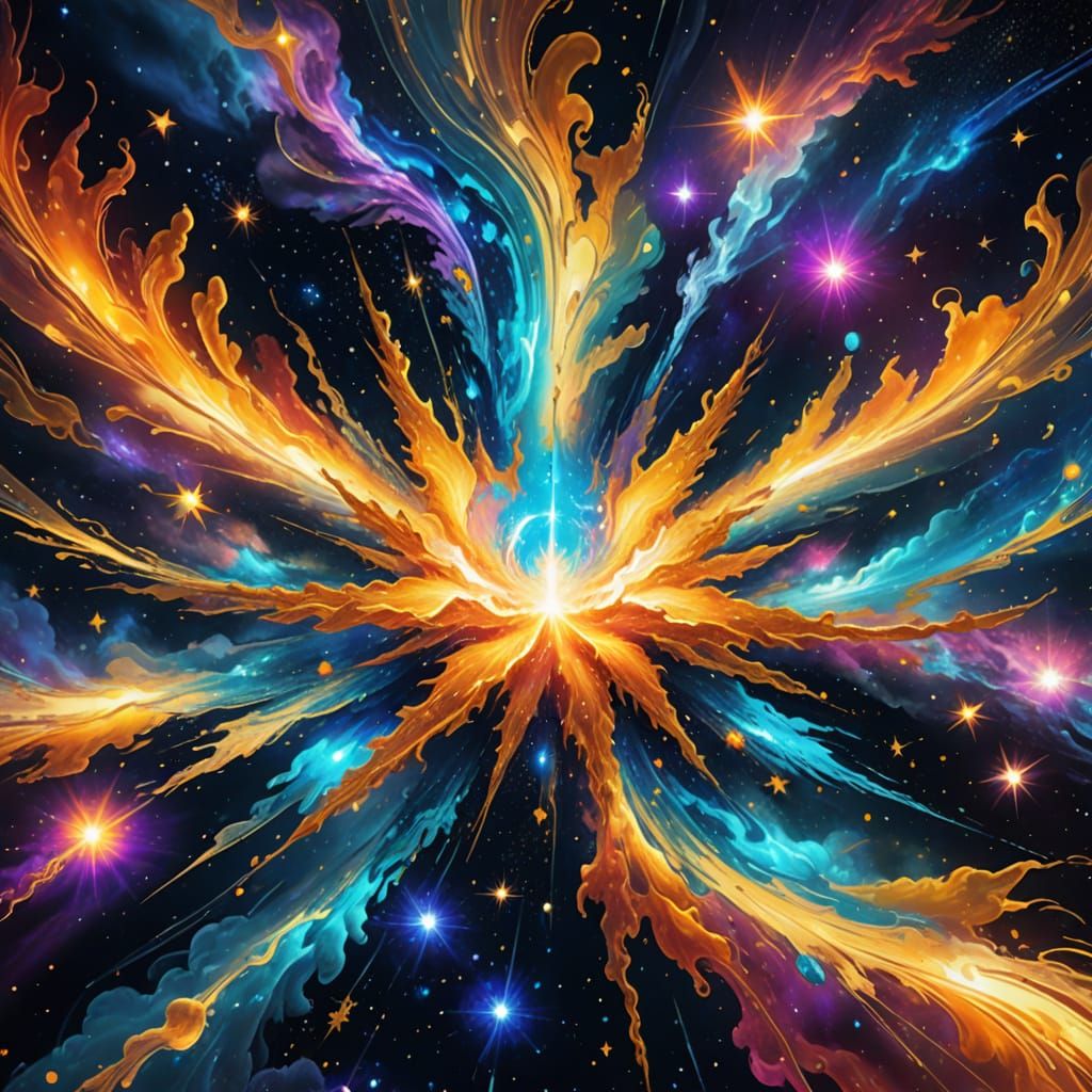 Surreal Cosmic Masterpiece with Holographic Effect