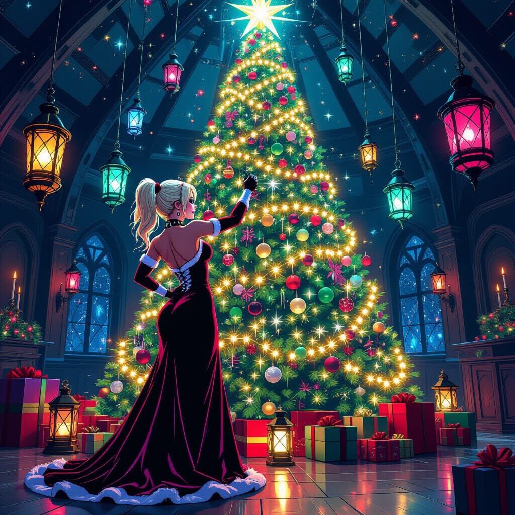 Harley Quinn's Christmas Tree in Digital Art