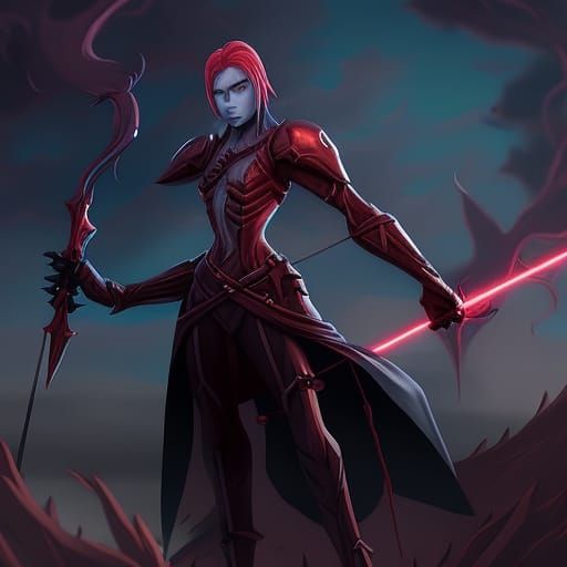 Dark Elf Warrior with Laser Rifle in Detailed Matte Painting