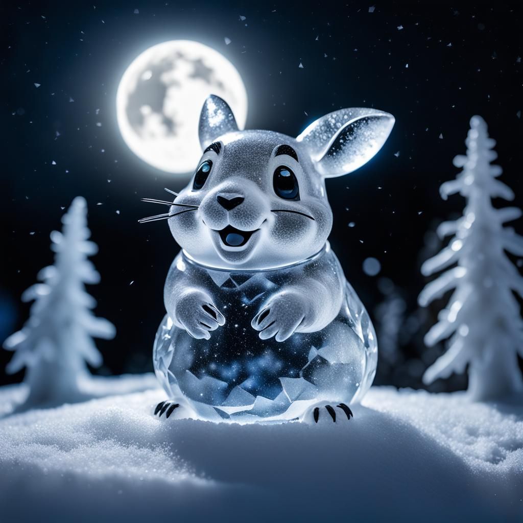 Pixar Style Enchanted Pika Ice Sculpture