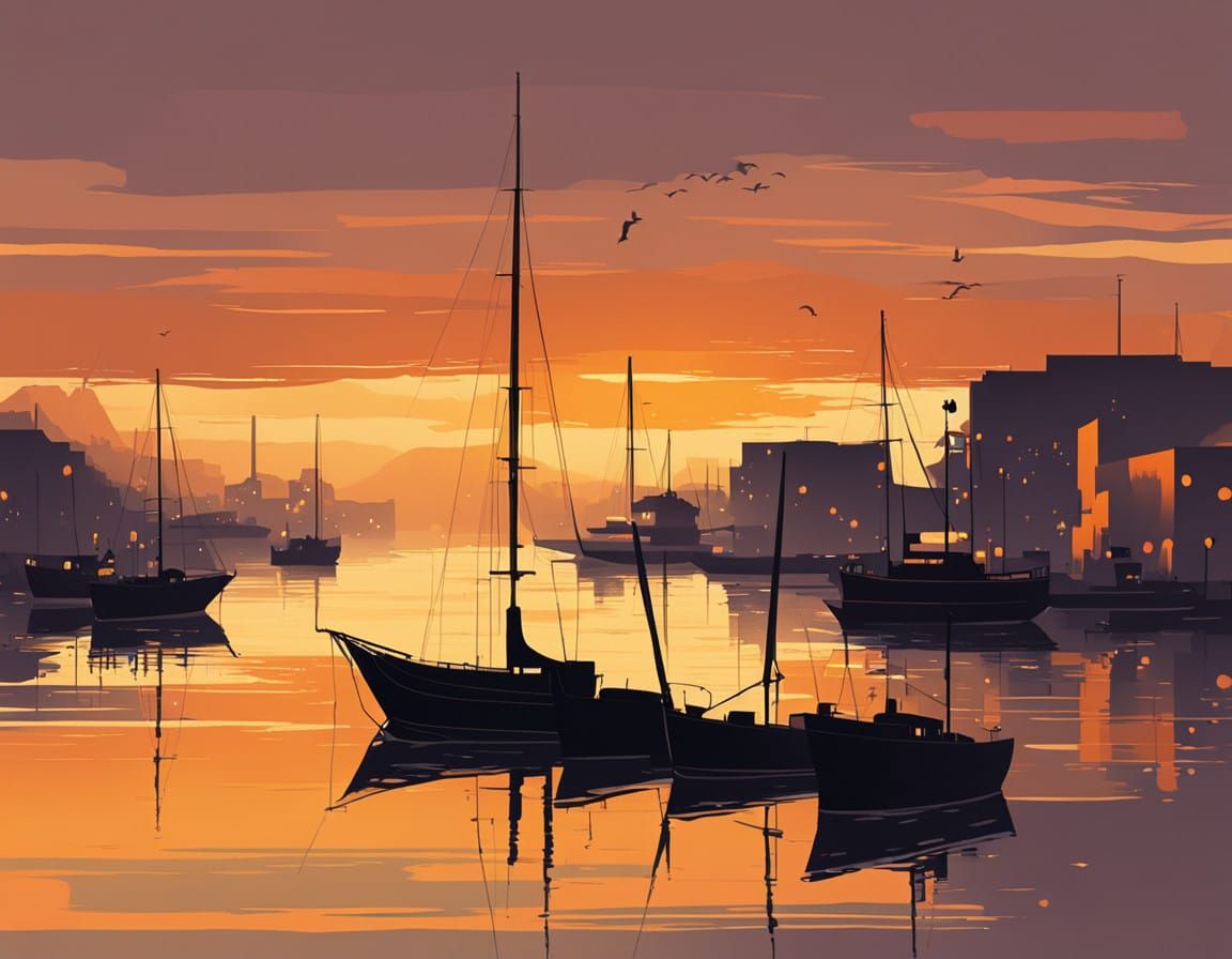 Harbour Scene at Golden Hour