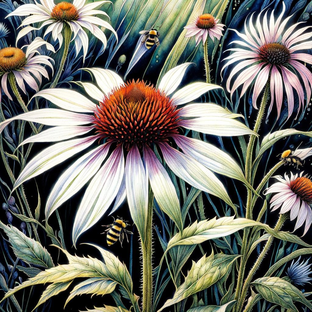 Ink Drawing Of Echinacea