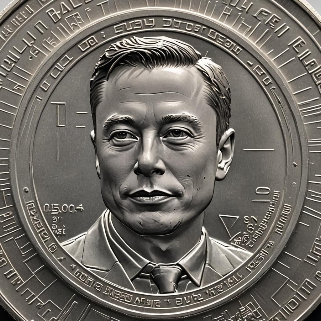 Elon Musk Portrait on a Coin in Realistic Style