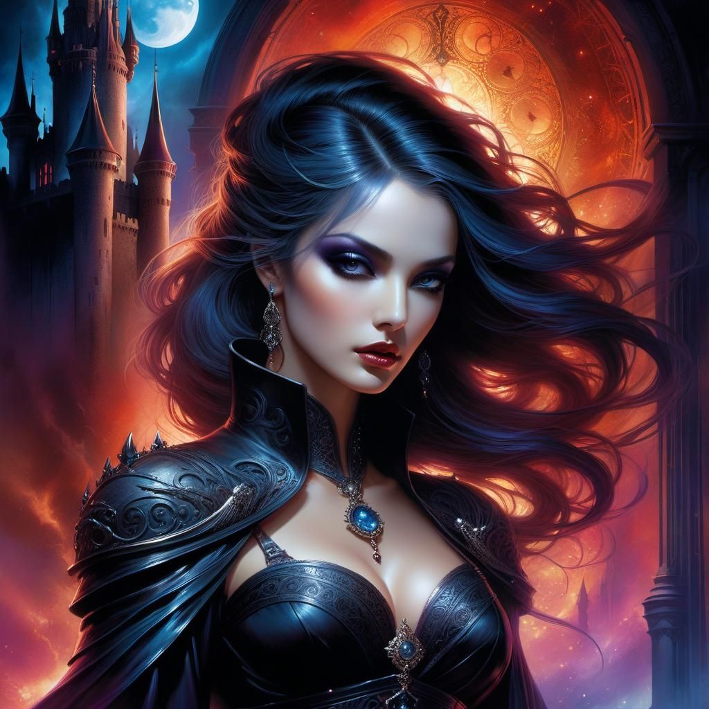 Vampire Castle Portrait on Macabre Night
