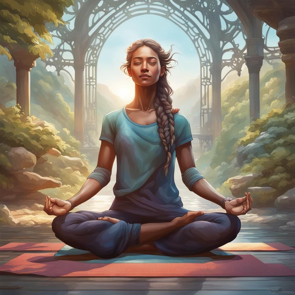 Serene Yoga Poses in Natural Settings: Digital Art