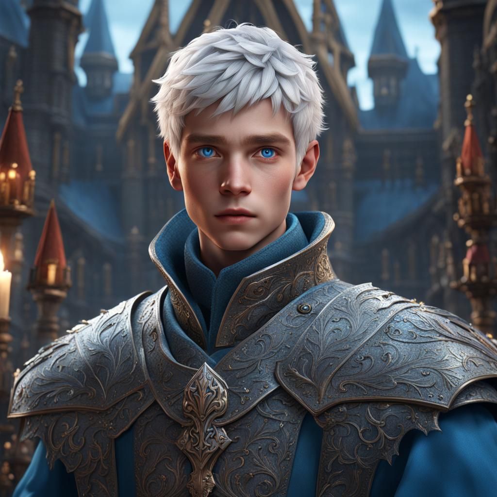 Medieval Boy with Silver Hair, Fantasy Concept Art