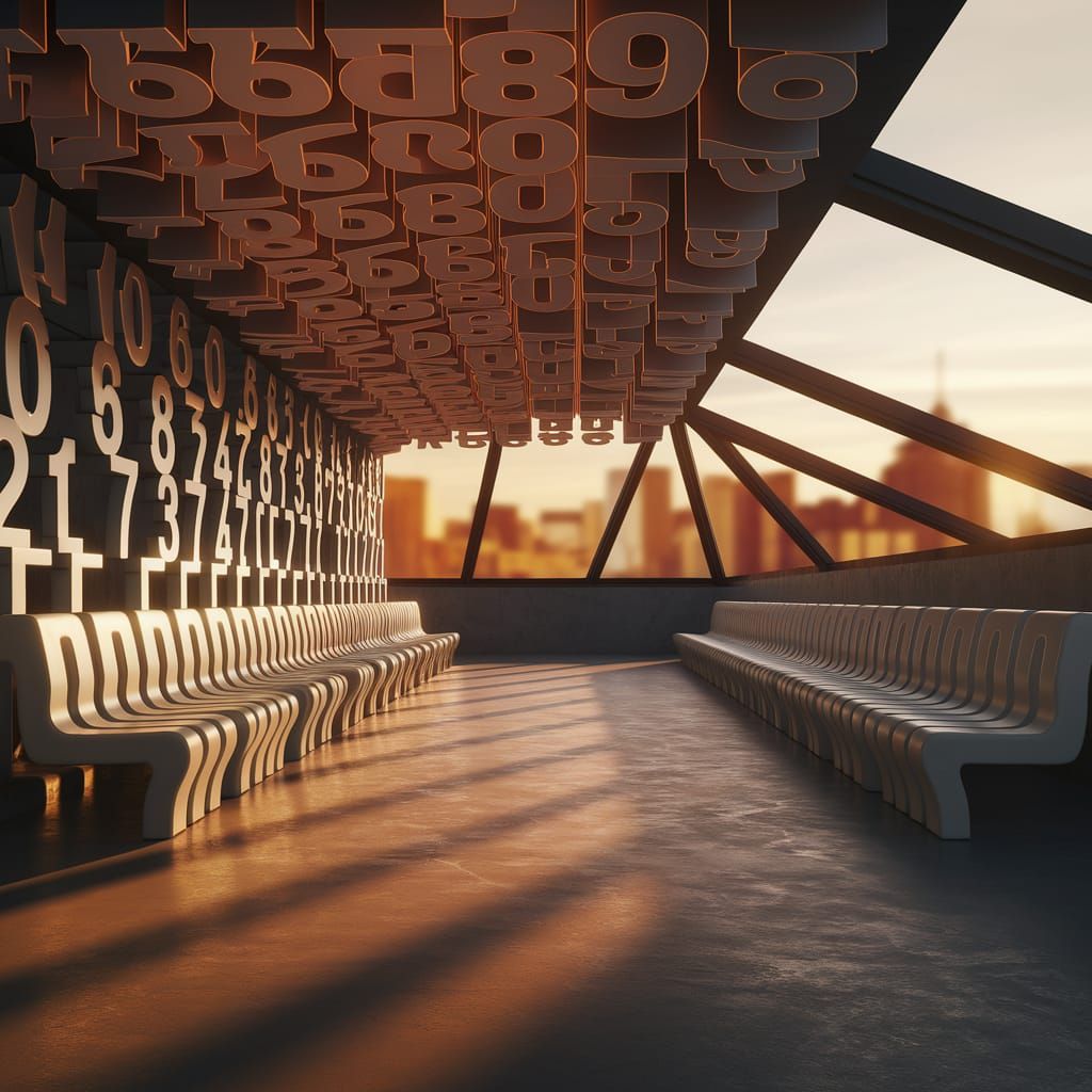 Brutalist Waiting Room of Luminous Numbers