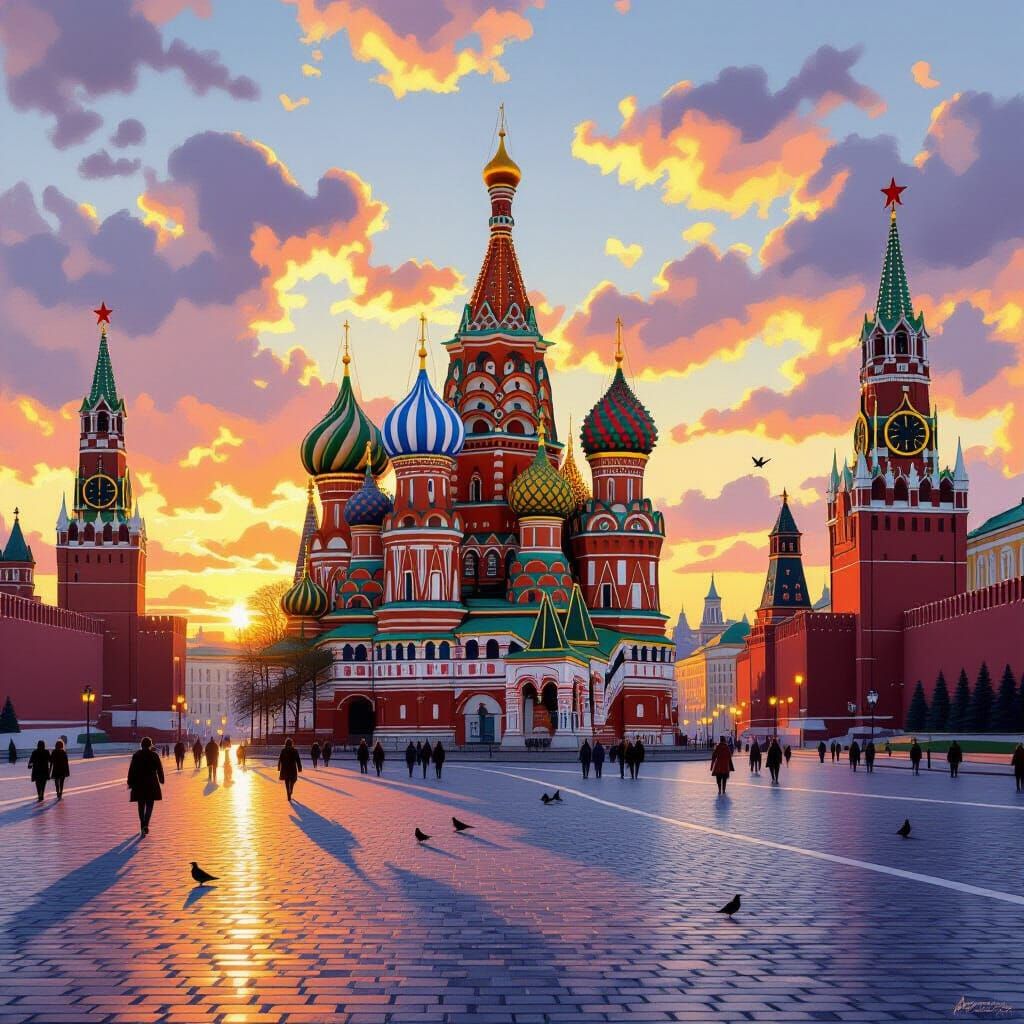 Red Square, Moscow: Saint Basil's Cathedral at Sunset