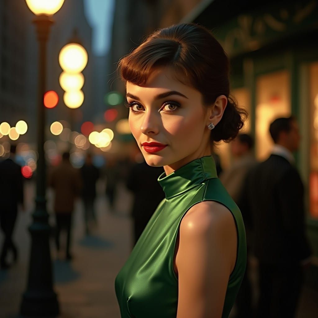 Elegant Audrey Hepburn in Vintage New York, Inspired by Edwa...