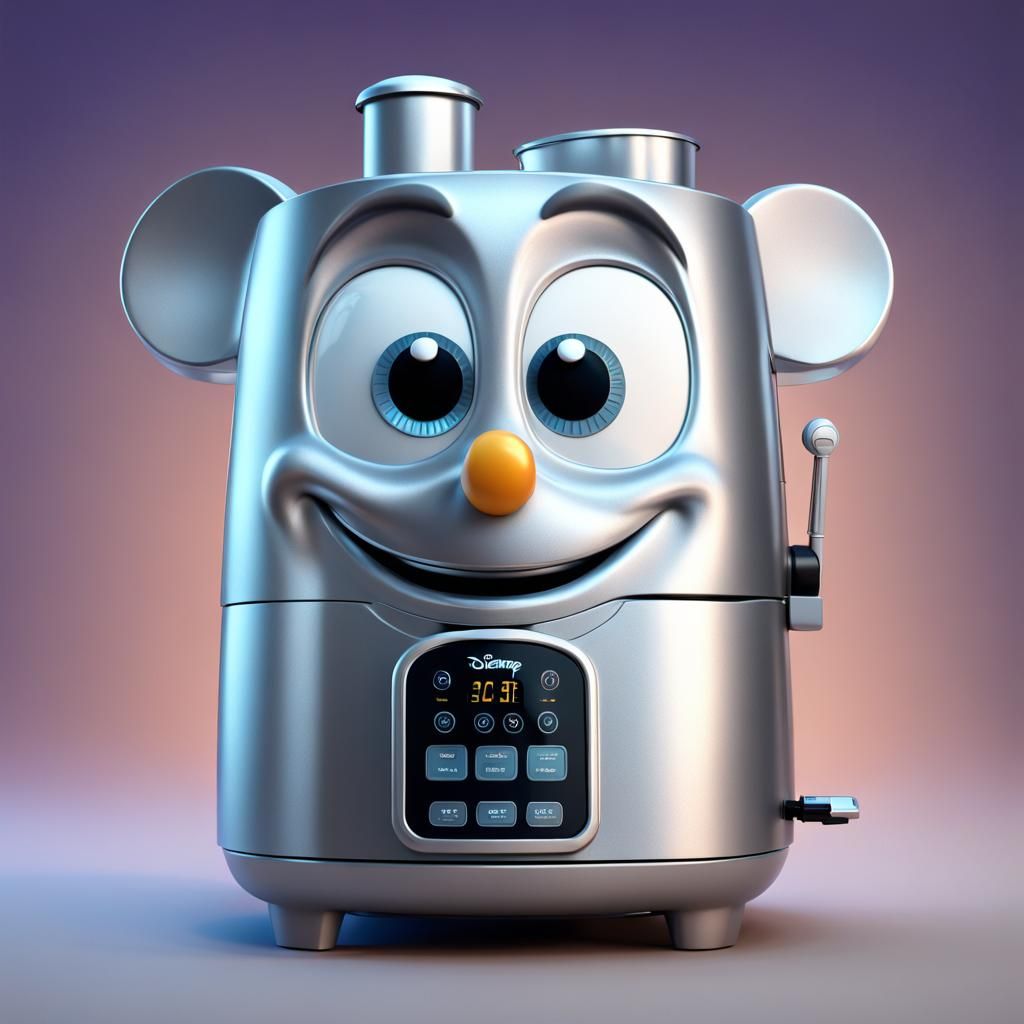 Cute Anthropomorphic Appliance in Cartoon 3D Style