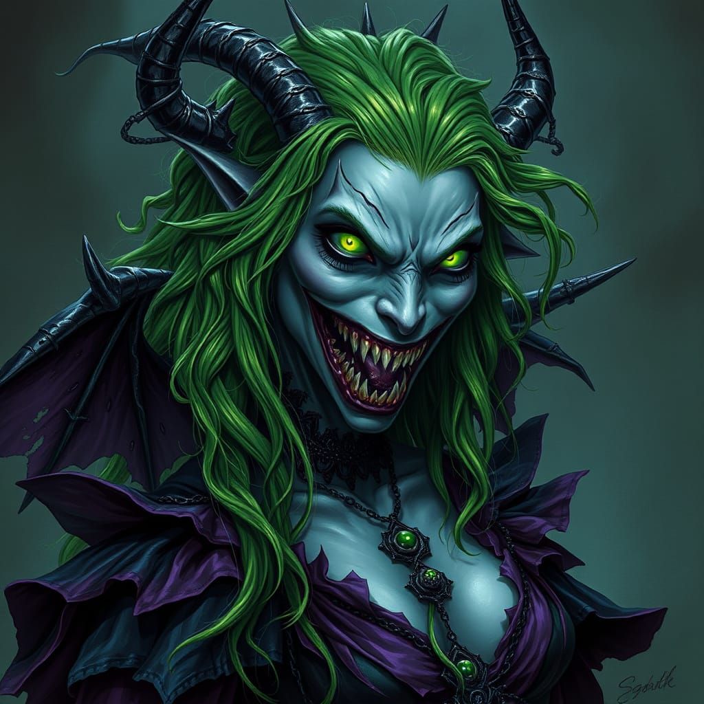 Ethereal Demon Queen in Dark Fantasy Style