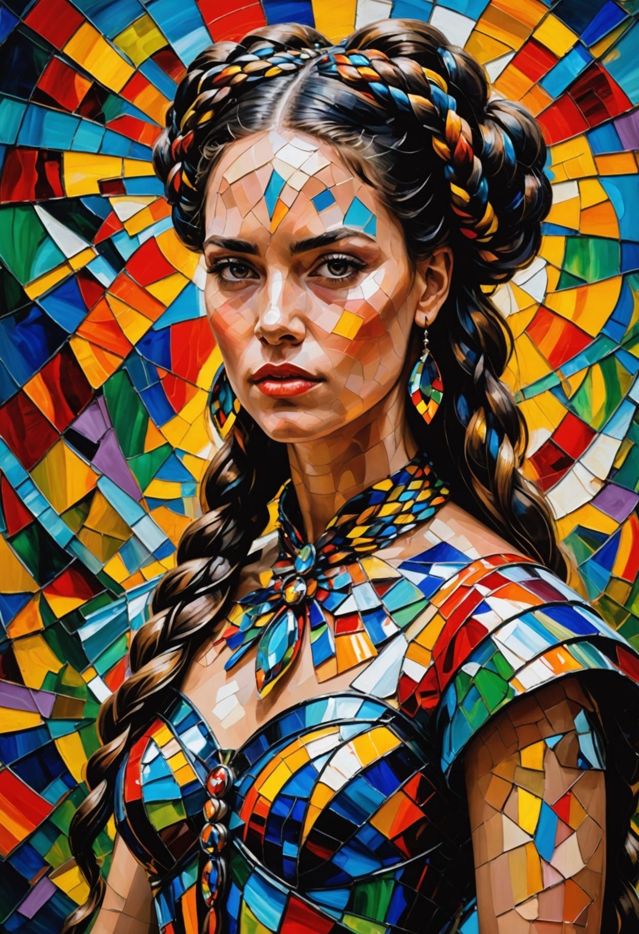 Goddess Woman in Psychedelic Fantasy Landscape as Oil Painti...