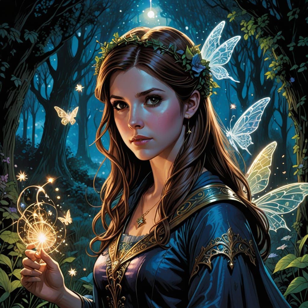Faerie Wizard Casting Spell in Comic Book Style