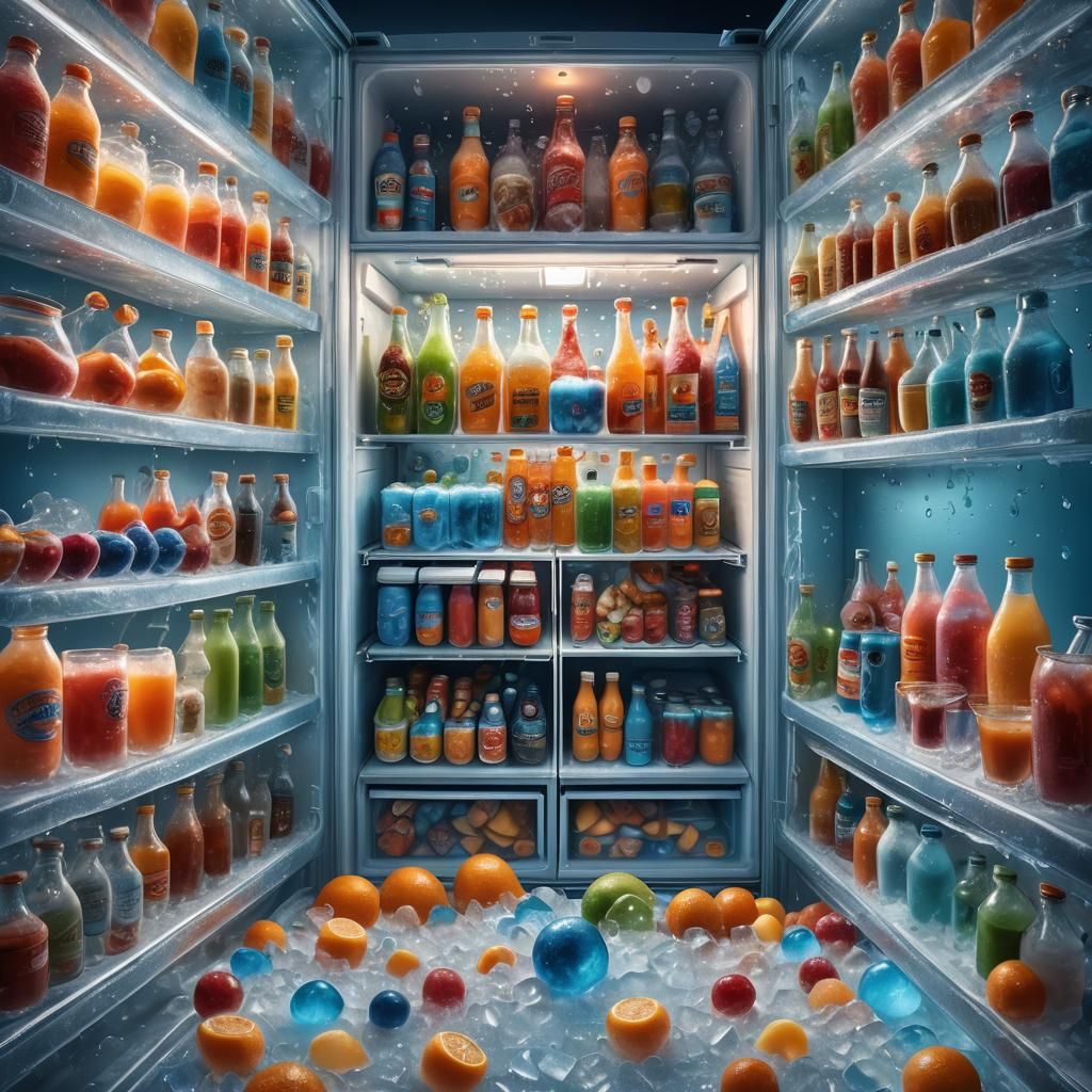 Shiny New Fridge Overflowing with Refreshments