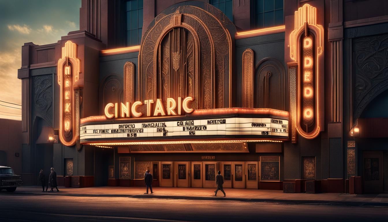 Art Deco Movie Theater in Cinematic Digital Painting