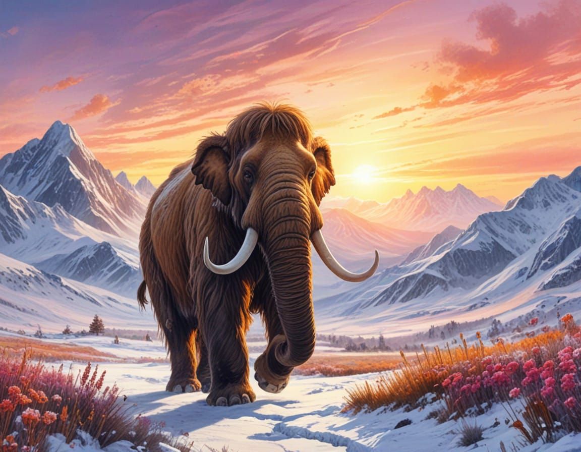 Elegant Woolly Mammoth Amidst Imperial Splendor