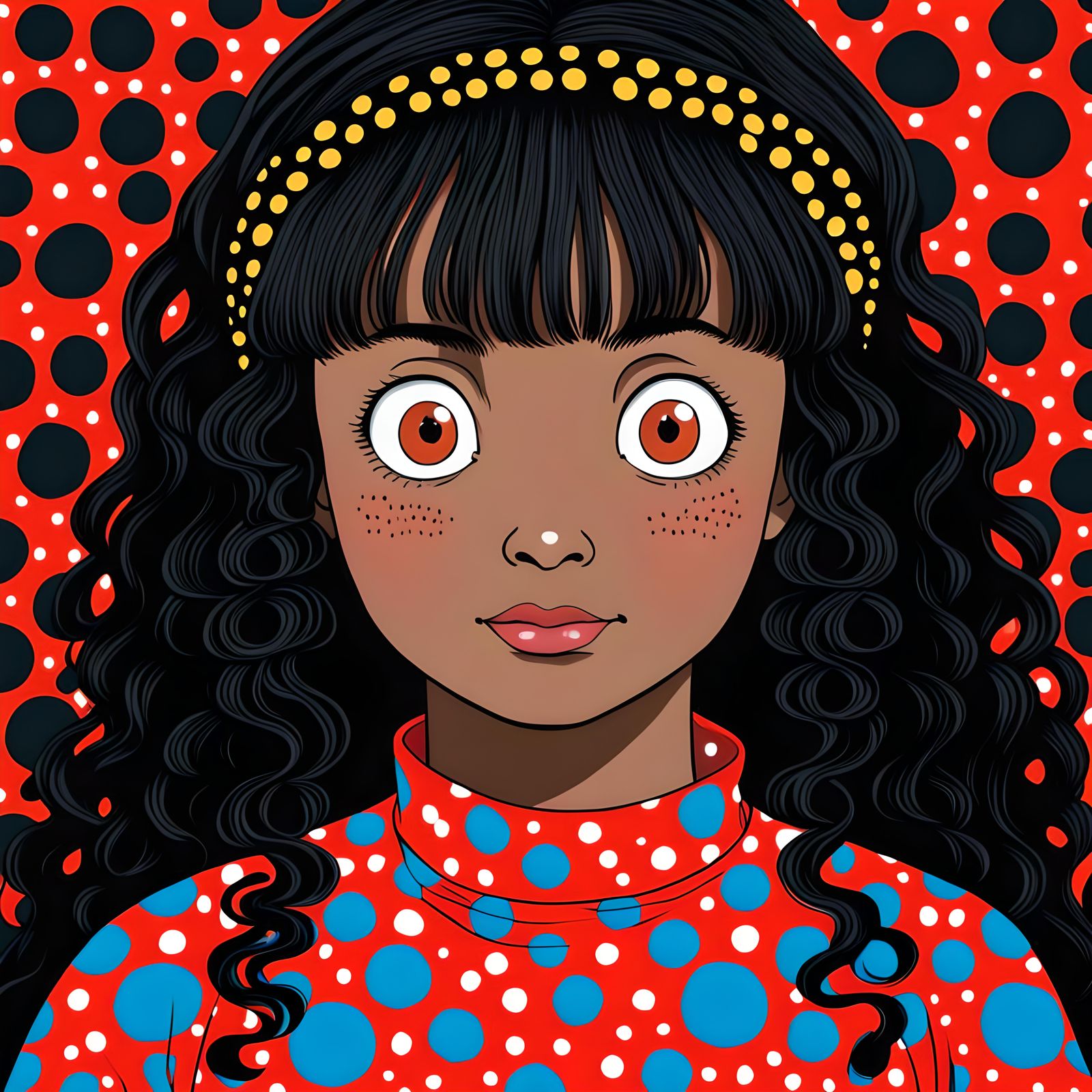 African Woman Portrait Inspired by Animated Art