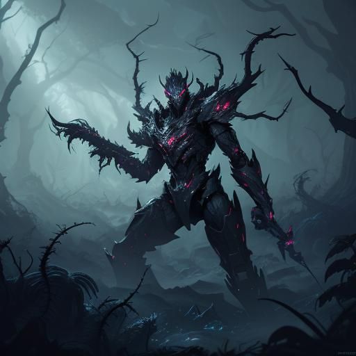 Thorned Bramble Attack Robot in Dark Forest
