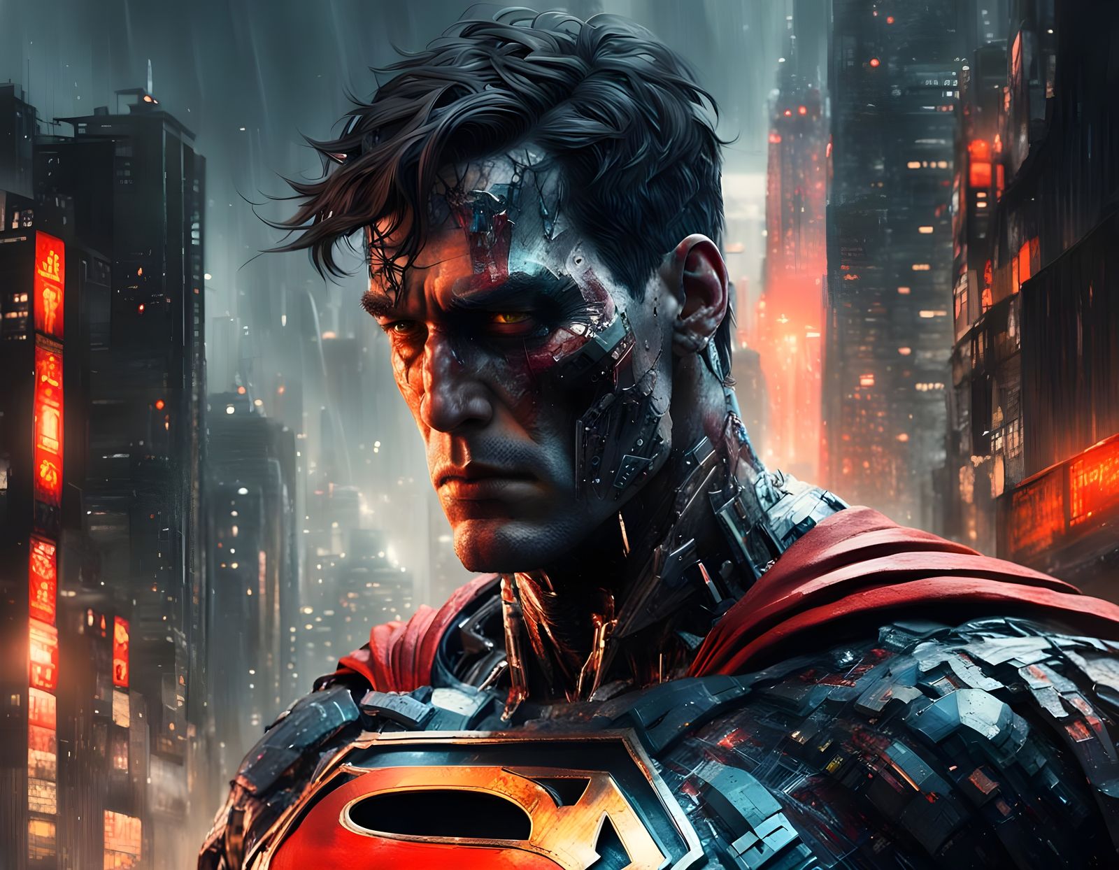 Cyborg Superman in Hyperdetailed Digital Art Style