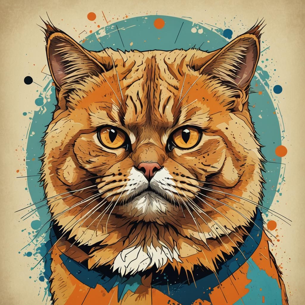 Grumpy Orange Cat Pop Art Screen Print