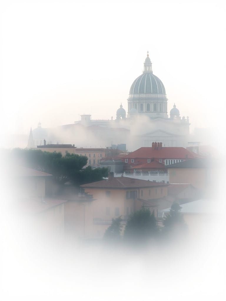 Ethereal Roman Cityscape at Dawn in Soft Hazy Light