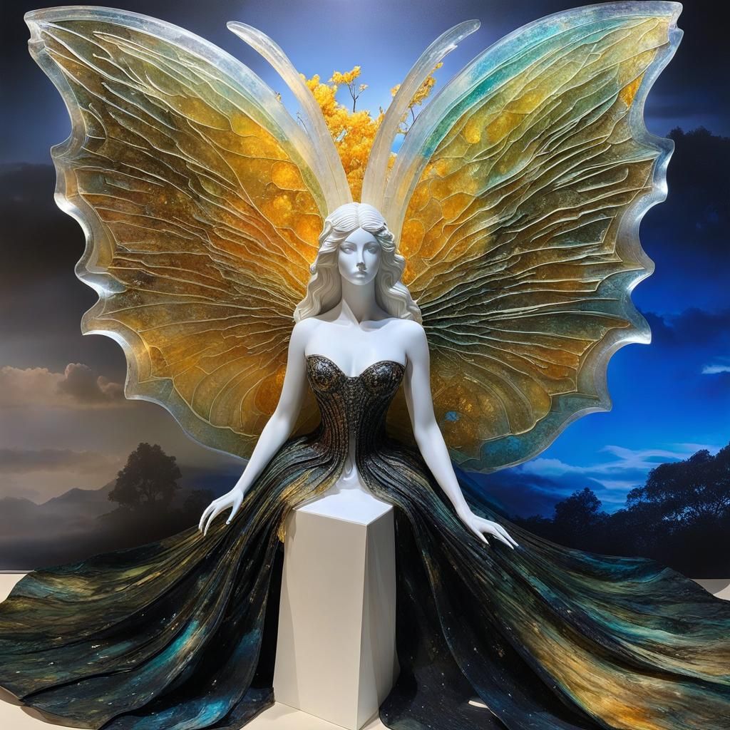 Resin Sculpture of Nazgul Wings in Moonlight