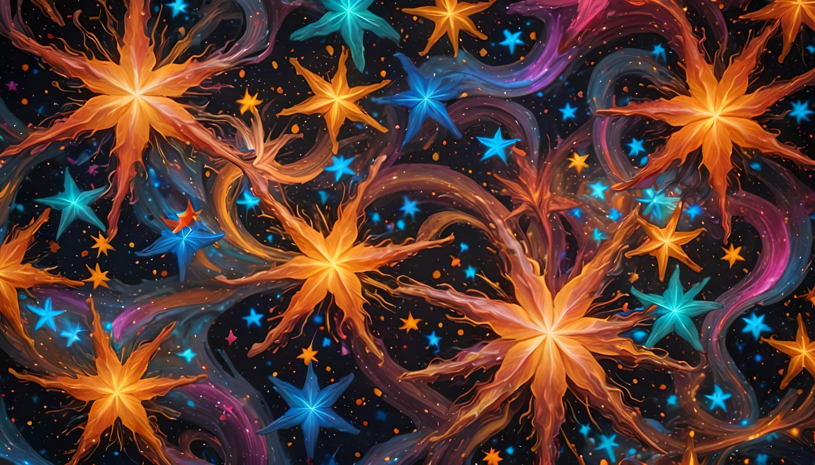 Vivid Stars in Swirling Cosmic Oil Paint Vortex