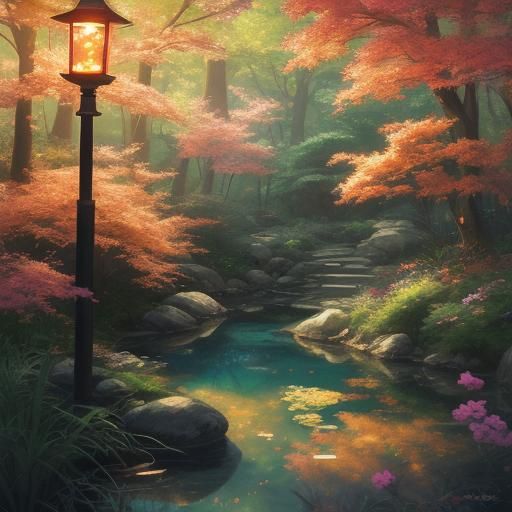 Anime Kitsune Umi with Lantern in Ghibli Style