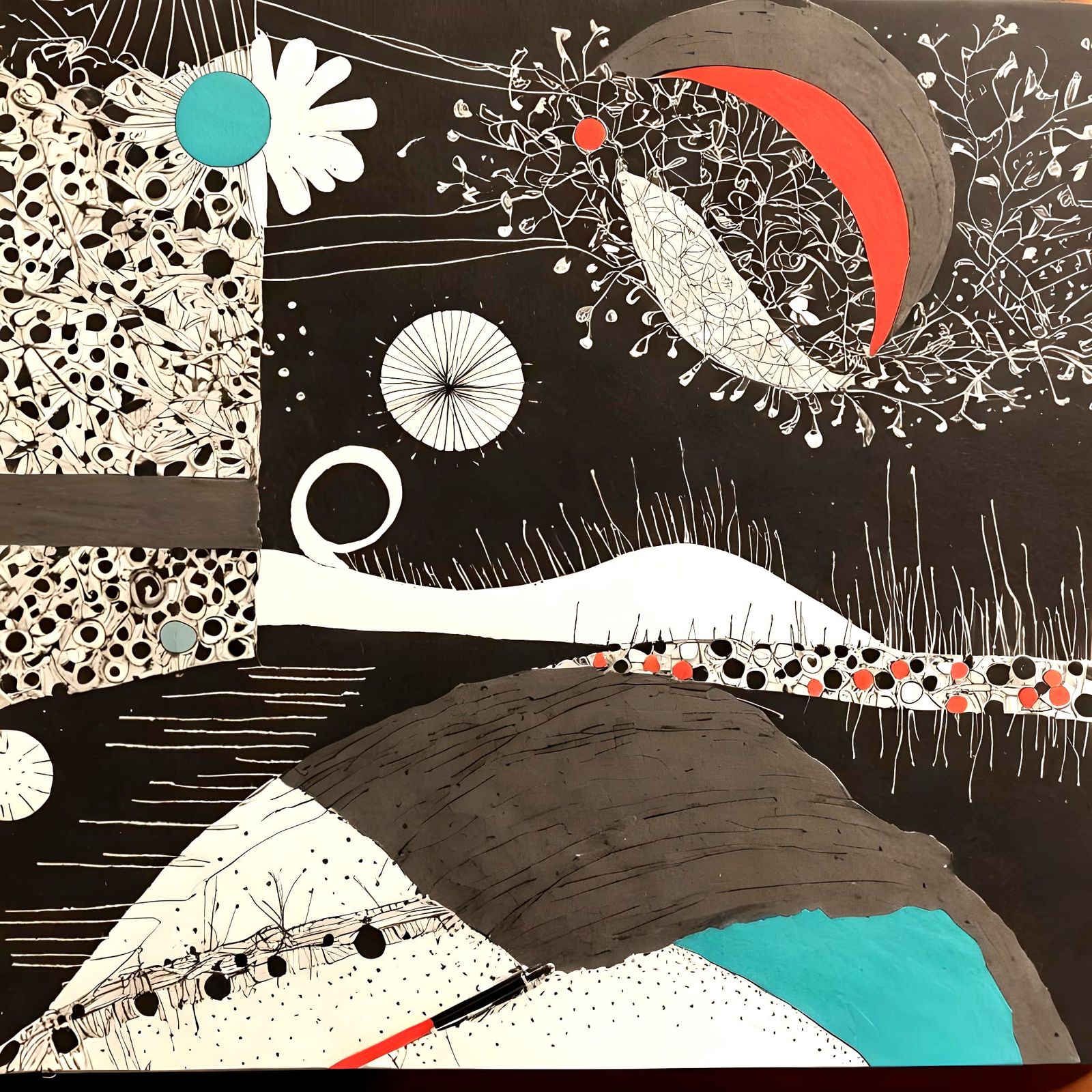 Abstract Landscape in Doodles and Lines