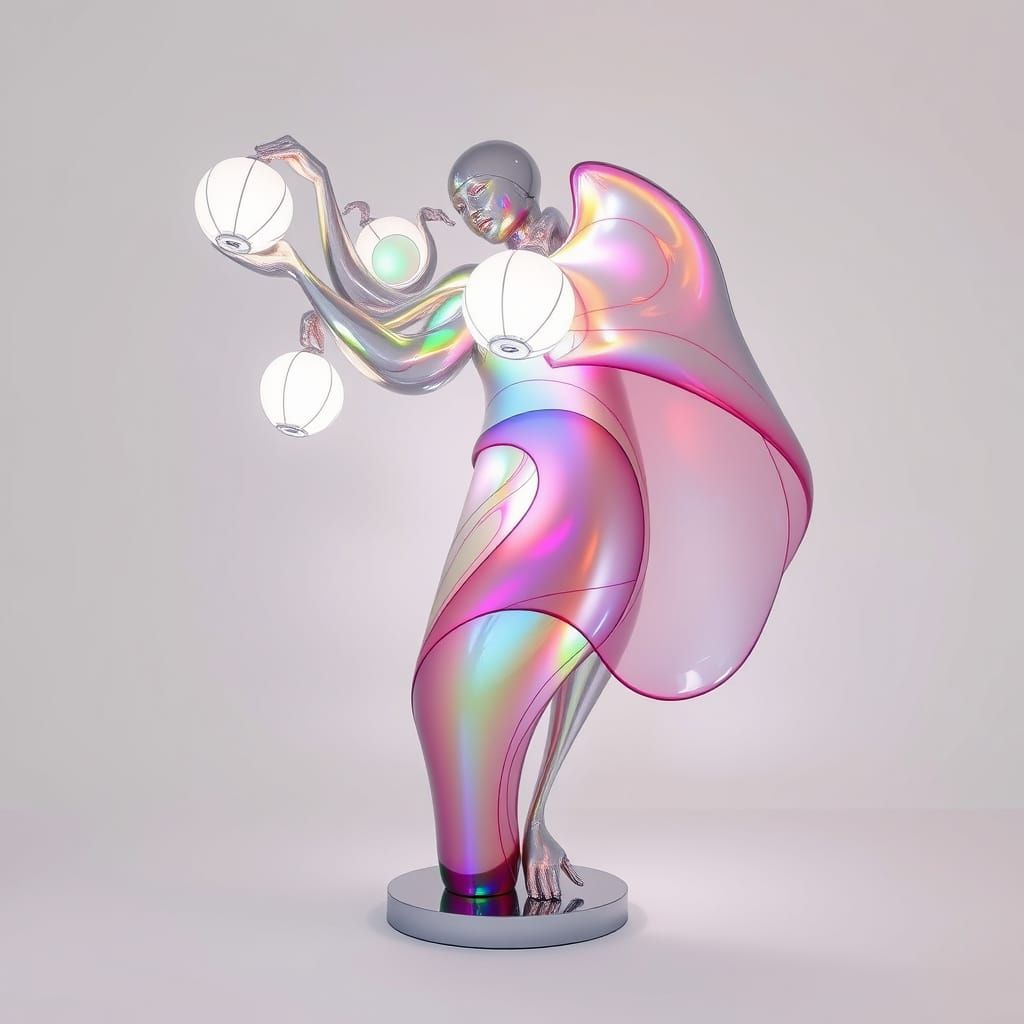 Iridescent Glass Sculpture of Transformation