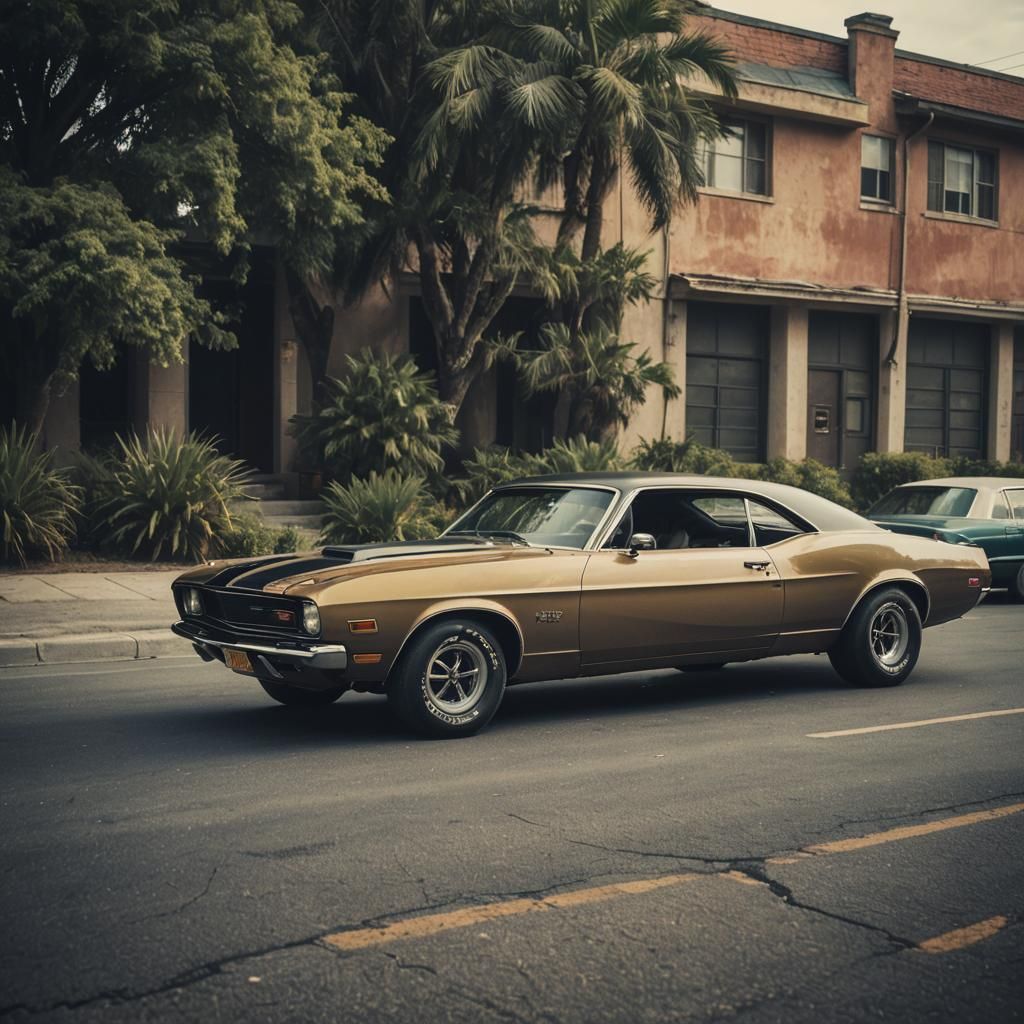Classic Muscle Car in Cinematic Style