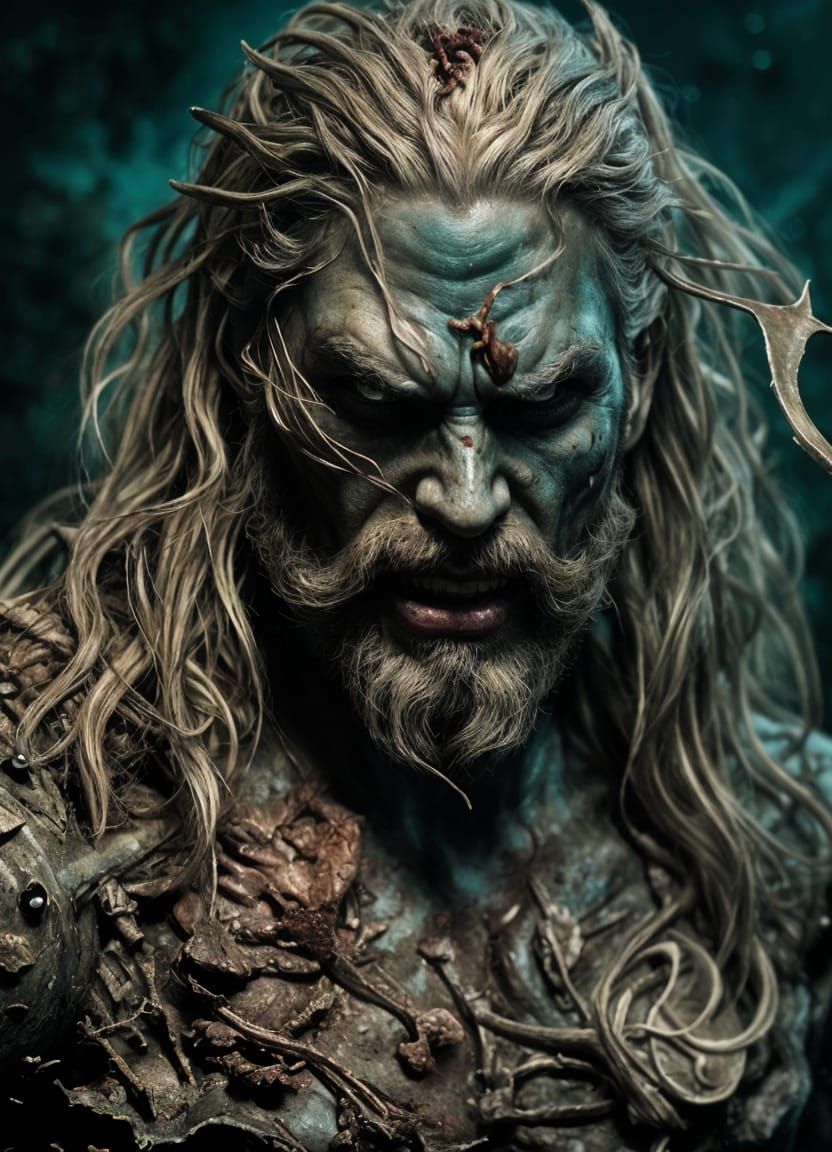 Zombie Aquaman Ready for Battle in Hyper-Realistic Style