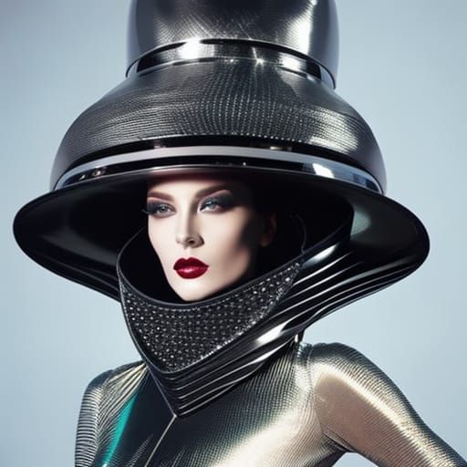 Futuristic Alien Hat in Avant-Garde Fashion Style