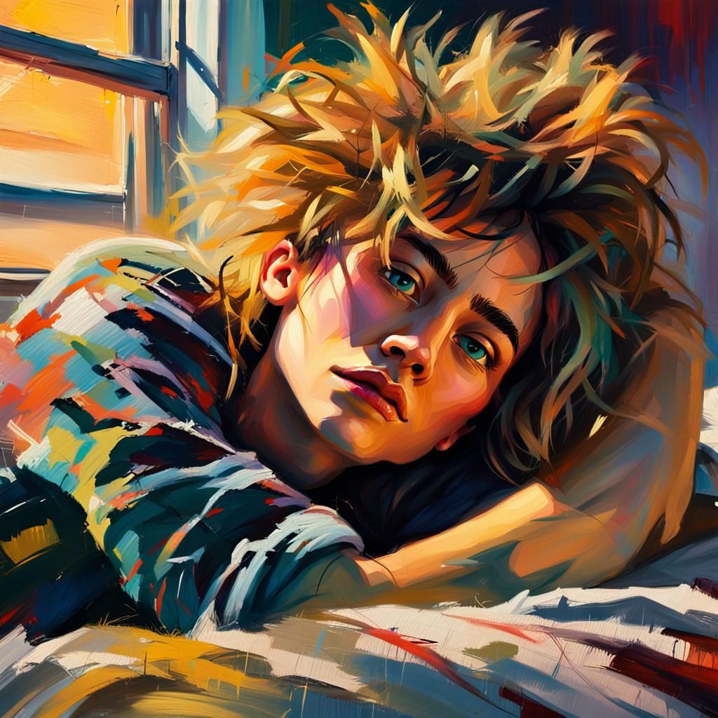 Expressionist Portrait of Woman with Messy Hair