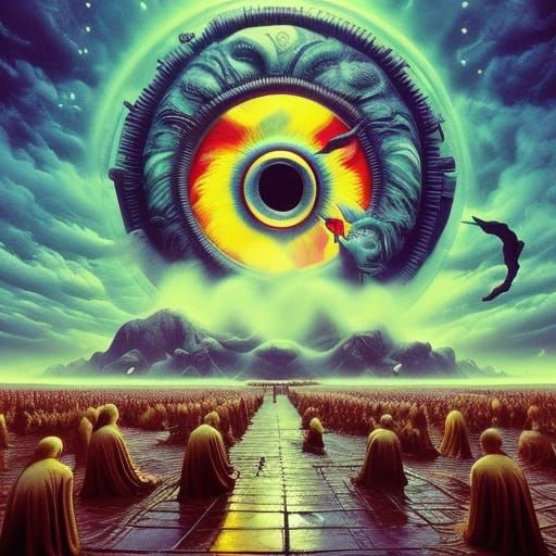 Surreal Movie Poster with Dreamlike Landscape