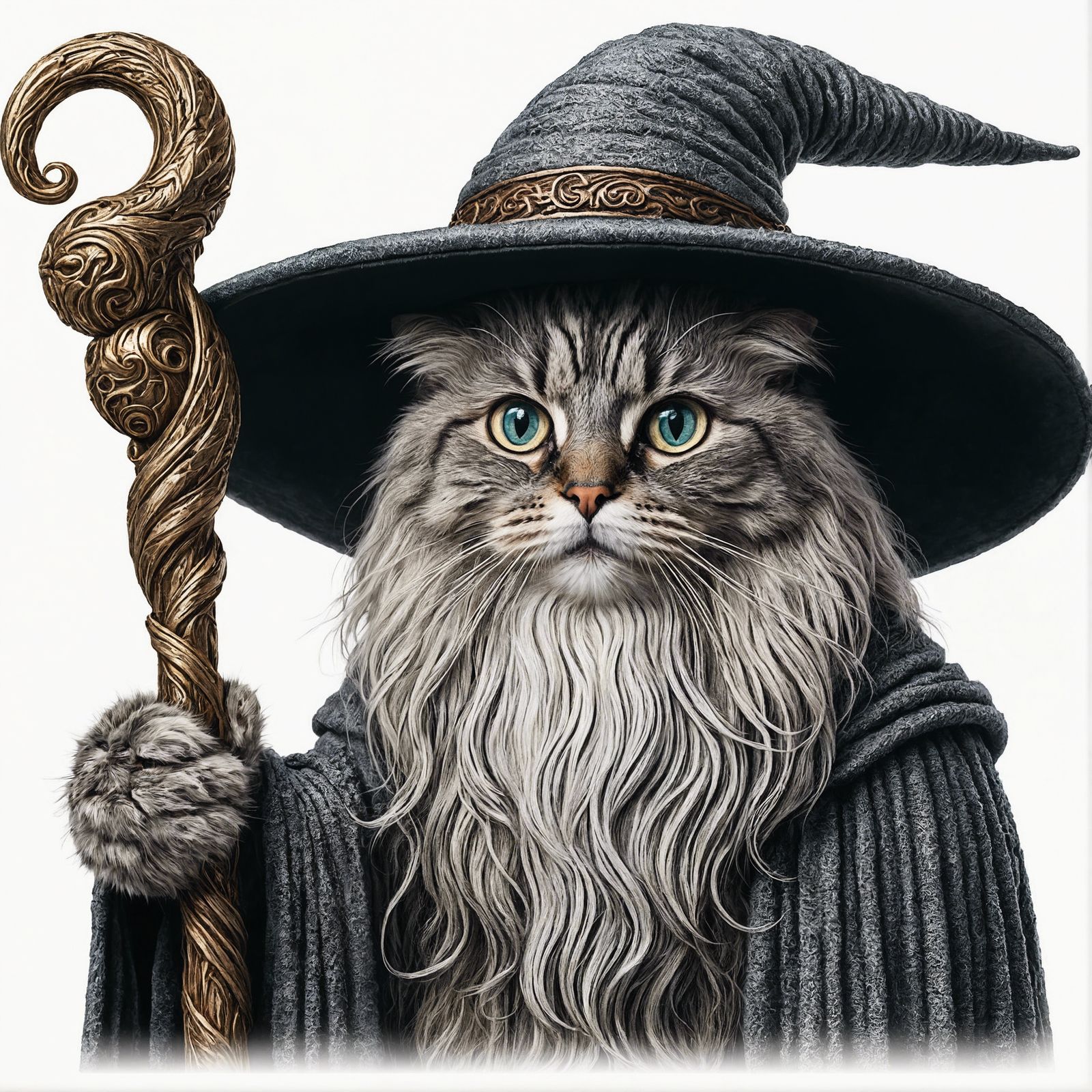 Majestic Cat as Fantasy Wizard
