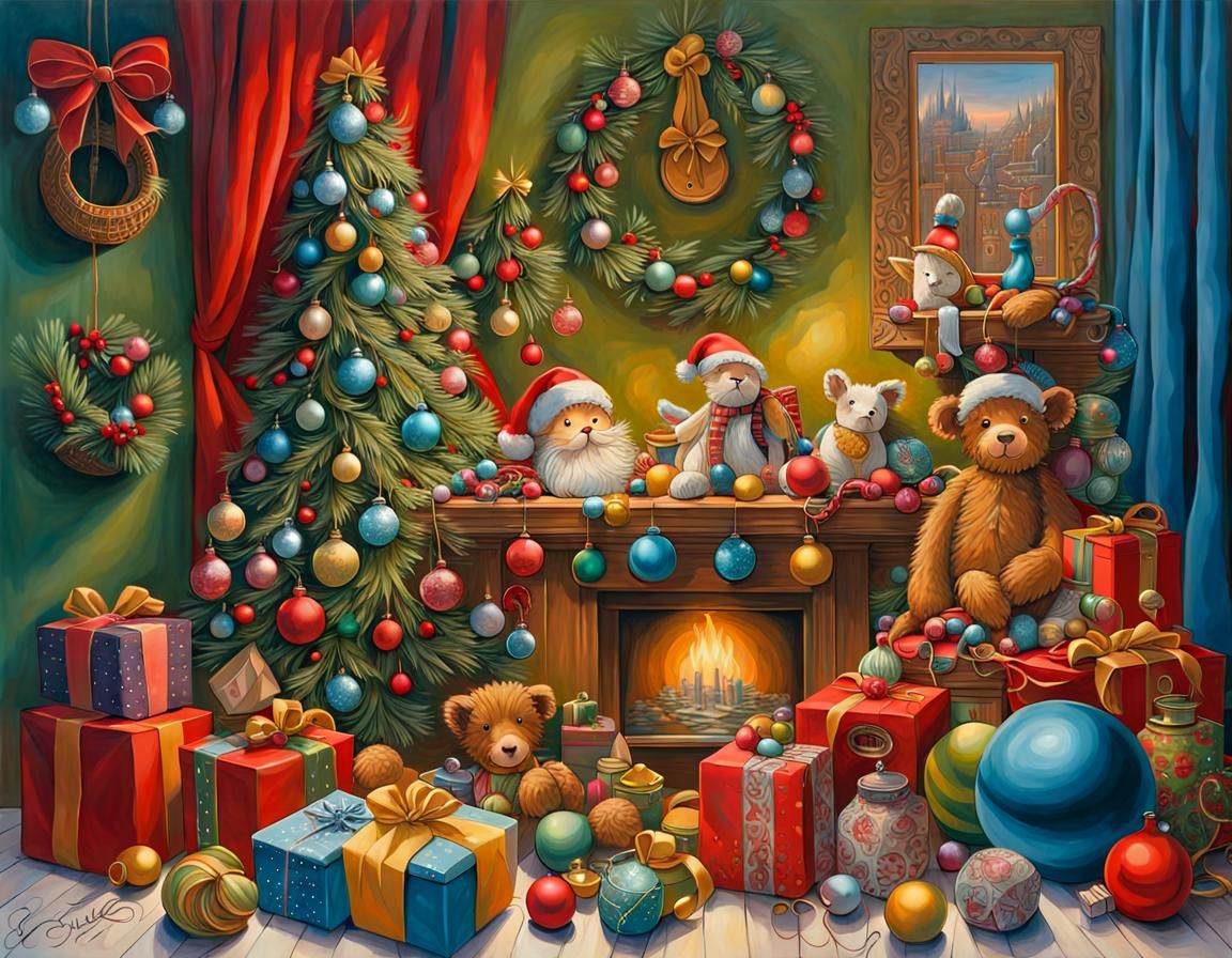 Festive Christmas Still Life in Mixed Media