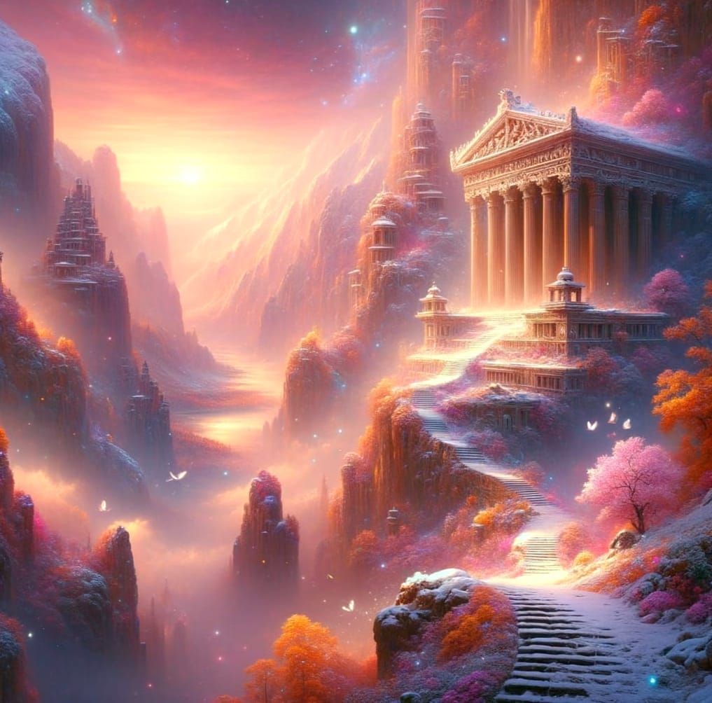 Ancient Temple Amidst Vibrant Autumn Valley