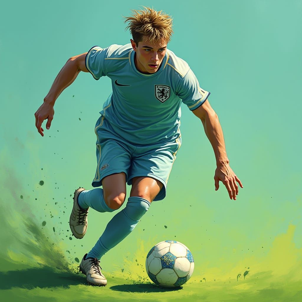 Soccer Player in Dynamic Realist Style