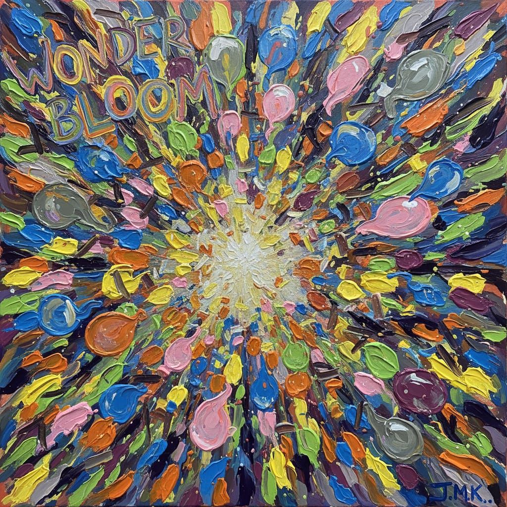 Abstract Expressionist Painting of Joyful Color Explosion