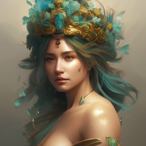Nesoi, Goddess of Islands: Hyperdetailed Portrait